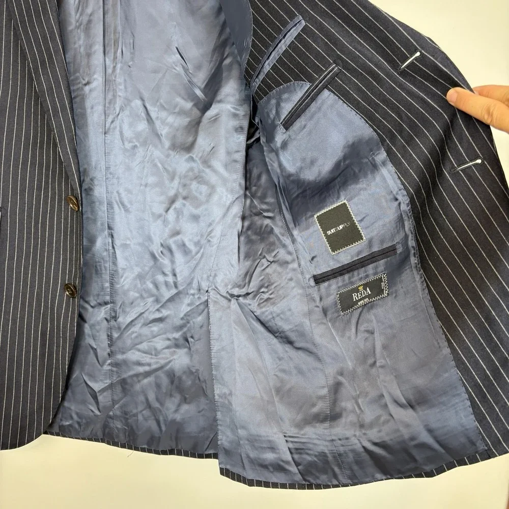Suitsupply Men's Sienna Reda Super 130s Wool Sport Coat Sz 38R Navy Striped